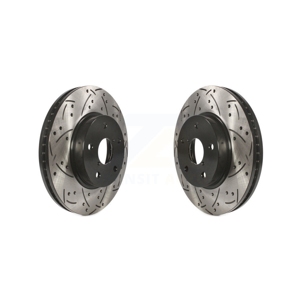 Front Coated Drilled Slotted Disc Brake Rotors Pair For 2015-2019 Subaru Legacy 2.5L KD-100099