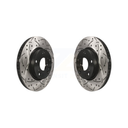 Front Coated Drilled Slotted Disc Brake Rotors Pair For Honda Civic Accord Insight KD-100100