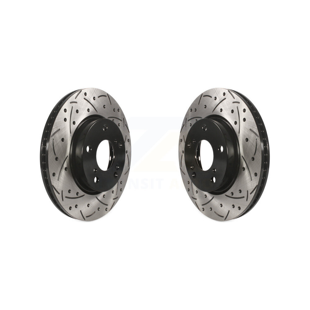Front Coated Drilled Slotted Disc Brake Rotors Pair For Honda Civic Accord Insight KD-100100