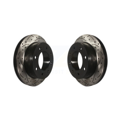 Rear Coated Drilled Slot Disc Brake Rotors Pair For GMC Chevrolet Savana 3500 2500 Express KD-100105