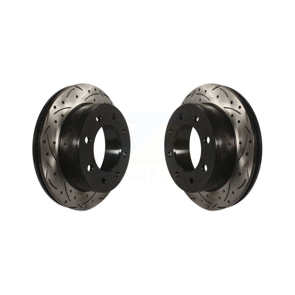 Rear Coated Drilled Slot Disc Brake Rotors Pair For GMC Chevrolet Savana 3500 2500 Express KD-100105
