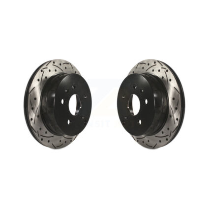 Rear Coated Drilled Slot Disc Brake Rotor Pair For 2010-2017 Chevrolet Equinox GMC Terrain KD-100110