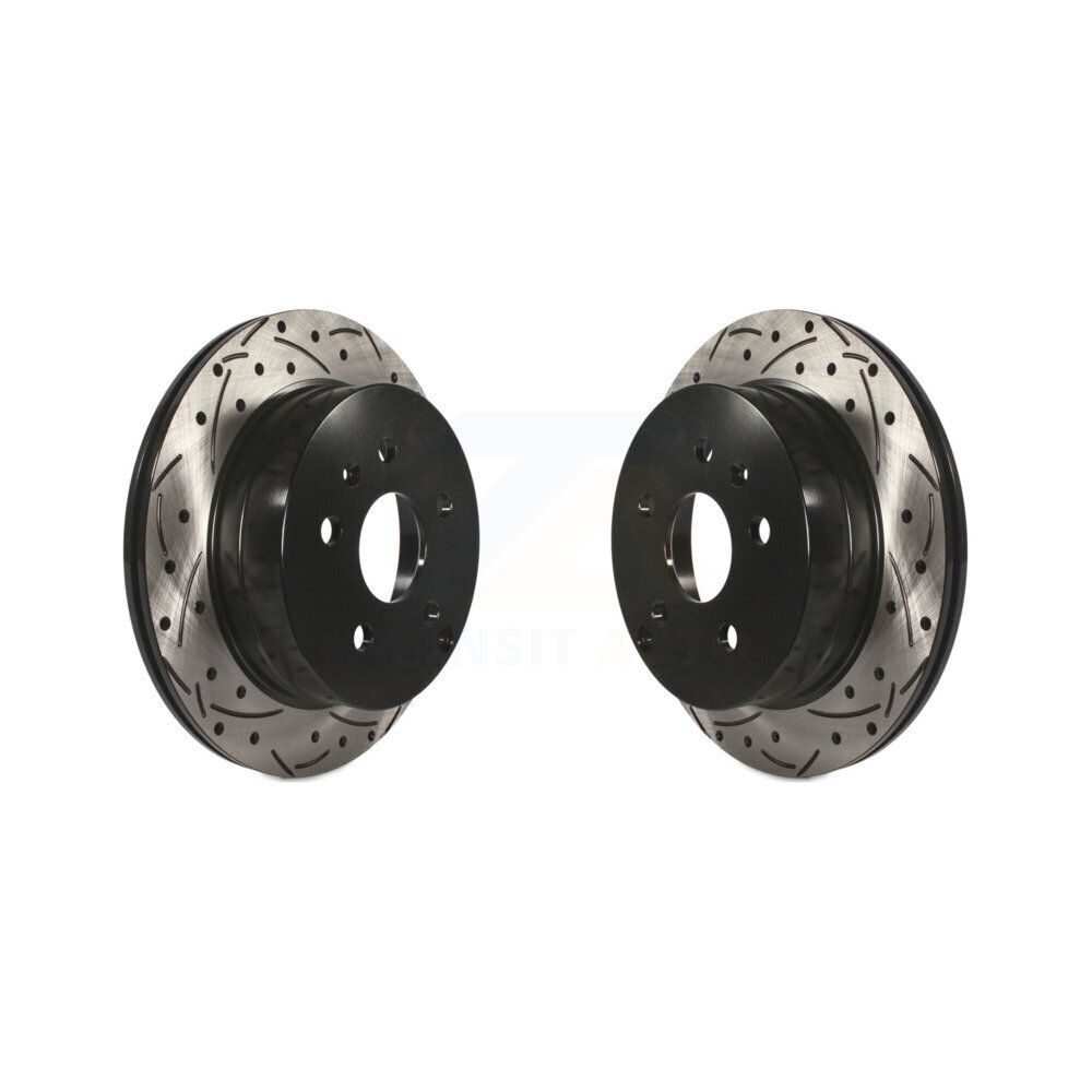 Rear Coated Drilled Slot Disc Brake Rotor Pair For 2010-2017 Chevrolet Equinox GMC Terrain KD-100110