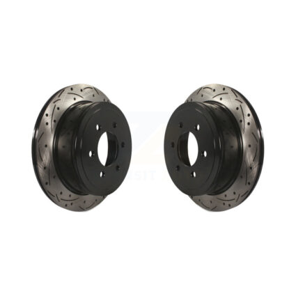 Rear Coated Drilled Slotted Disc Brake Rotors Pair For Ford F-150 Lincoln Mark LT KD-100115