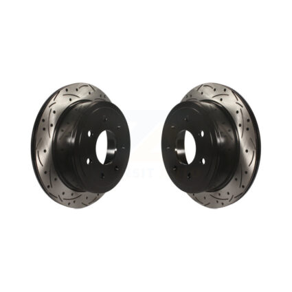 Rear Coated Drilled Slotted Disc Brake Rotors Pair For Ford F-150 Lincoln Mark LT KD-100116