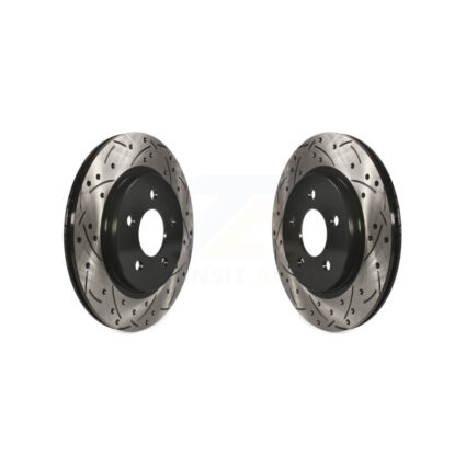 Rear Coated Drilled Slotted Disc Brake Rotors Pair For Ford Mustang KD-100117