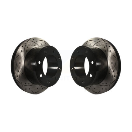 Rear Coated Drilled Slot Disc Brake Rotors Pair For 2005-2012 Ford F-350 Super Duty F-250 KD-100119
