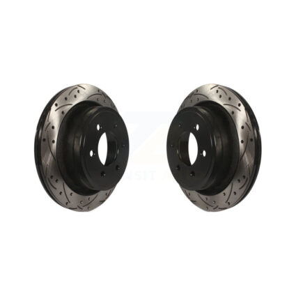 Rear Coated Drilled Slotted Disc Brake Rotors Pair For Ford F-150 KD-100123