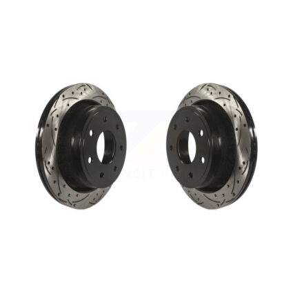 Rear Coated Drilled Slot Disc Brake Rotors Pair For 2012-2014 Ford F-150 With 7 Lug Wheels KD-100124