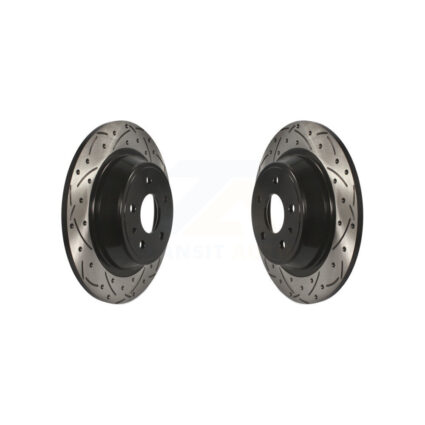 Rear Coated Drilled Slotted Disc Brake Rotors Pair For Ford Fusion Lincoln MKZ KD-100127