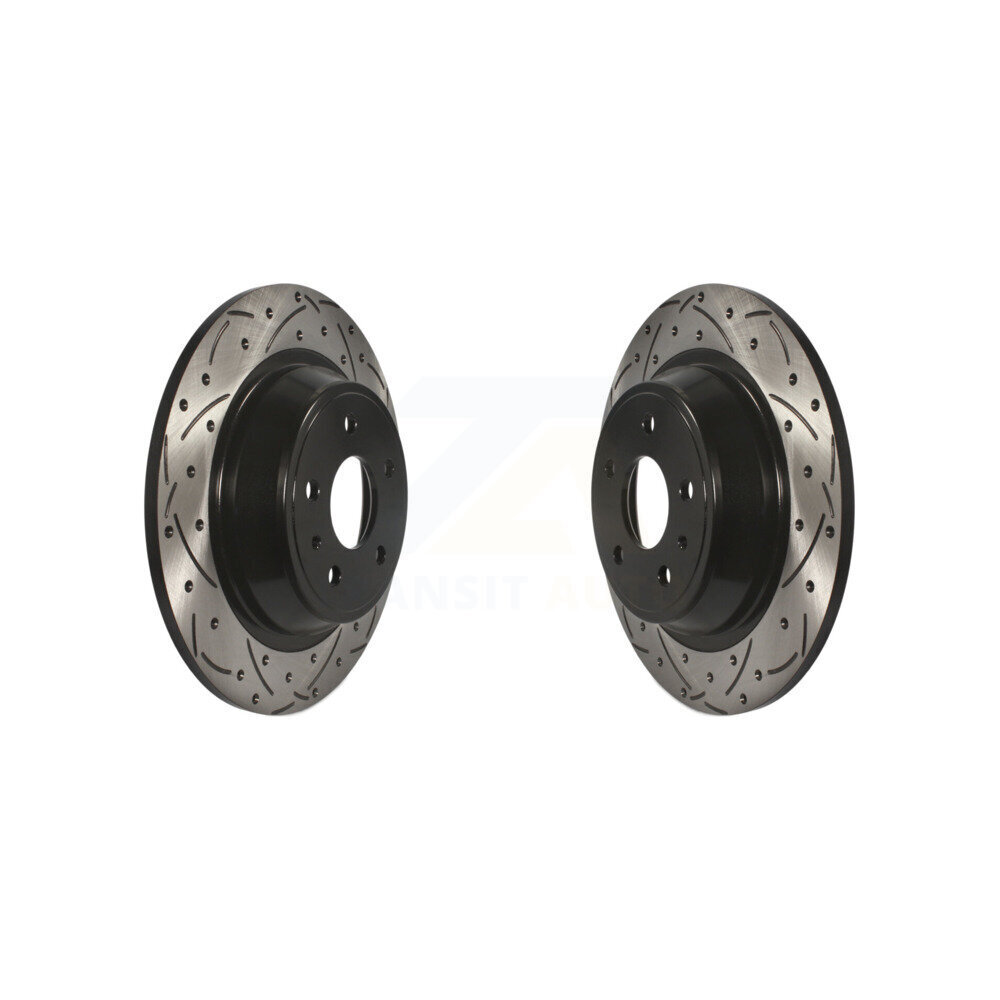 Rear Coated Drilled Slotted Disc Brake Rotors Pair For Ford Fusion Lincoln MKZ KD-100127
