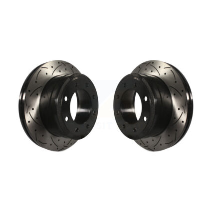 Rear Coated Drilled Slotted Disc Brake Rotors Pair For Ford F-350 Super Duty F-250 KD-100129