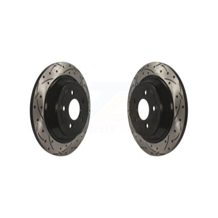 Rear Coated Drilled Slotted Disc Brake Rotors Pair For Ford Mustang KD-100130