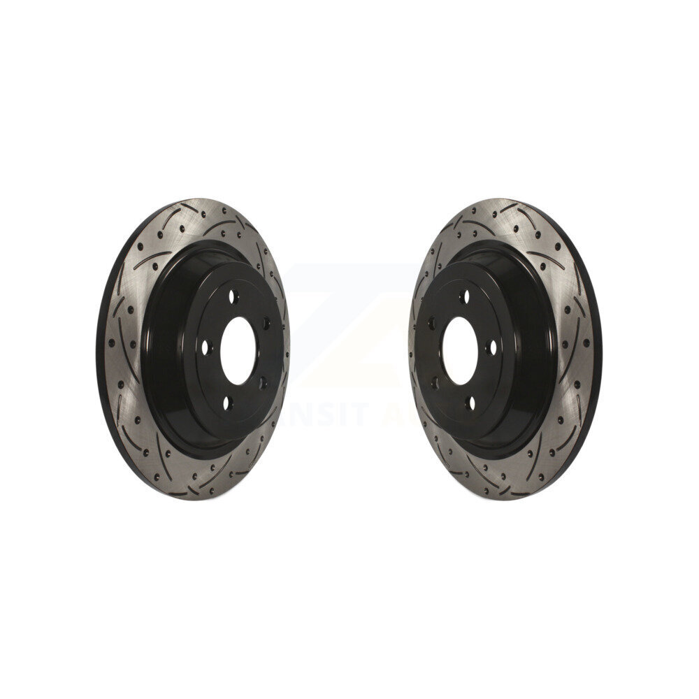 Rear Coated Drilled Slotted Disc Brake Rotors Pair For Ford Mustang KD-100130