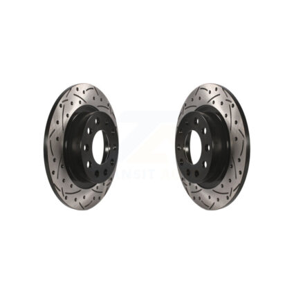 Rear Coated Drilled Slotted Disc Brake Rotors Pair For 2013-2016 Dodge Dart KD-100144