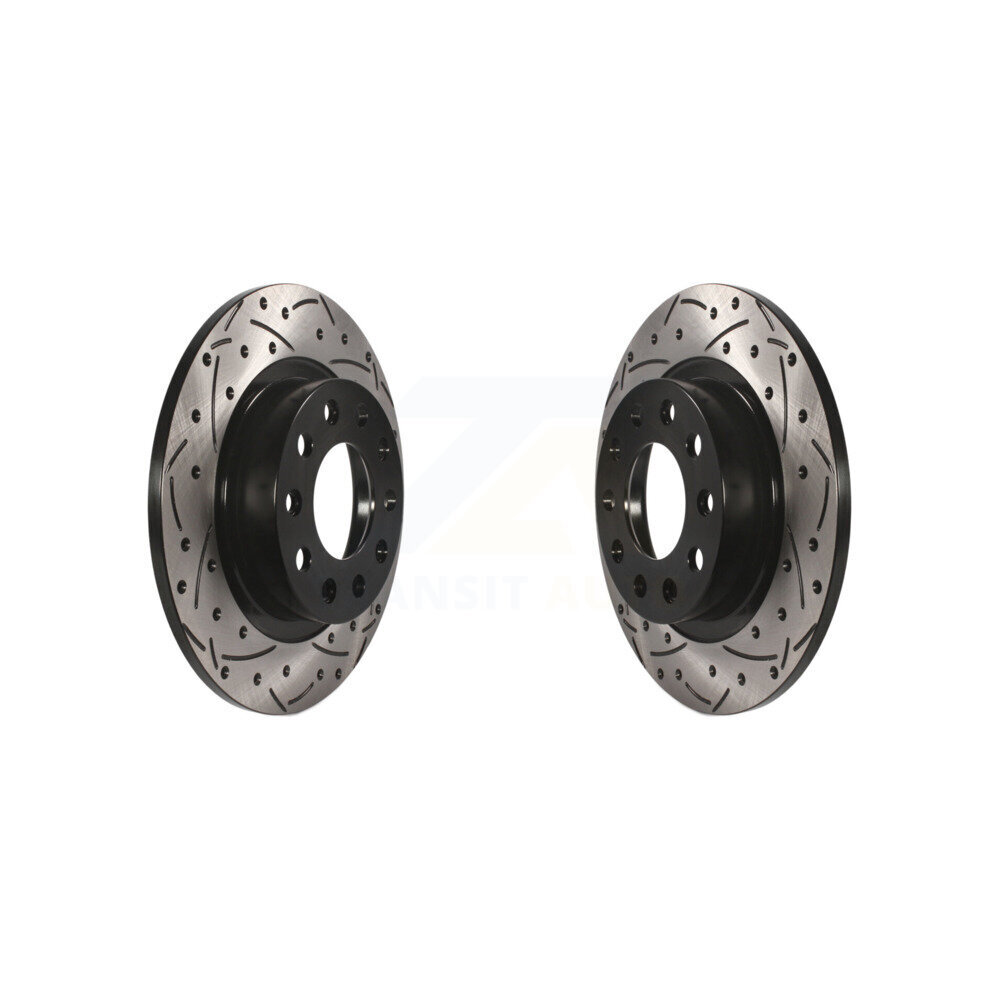 Rear Coated Drilled Slotted Disc Brake Rotors Pair For 2013-2016 Dodge Dart KD-100144