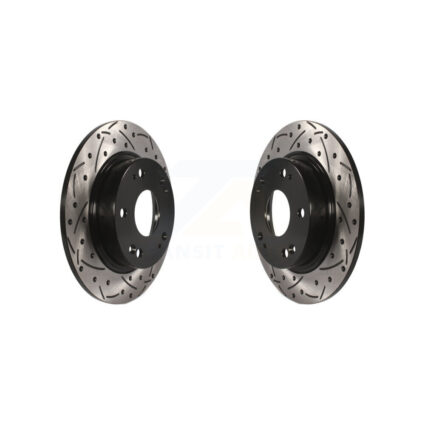 Rear Coated Drilled Slotted Disc Brake Rotors Pair For Honda Civic Acura CSX ILX KD-100153