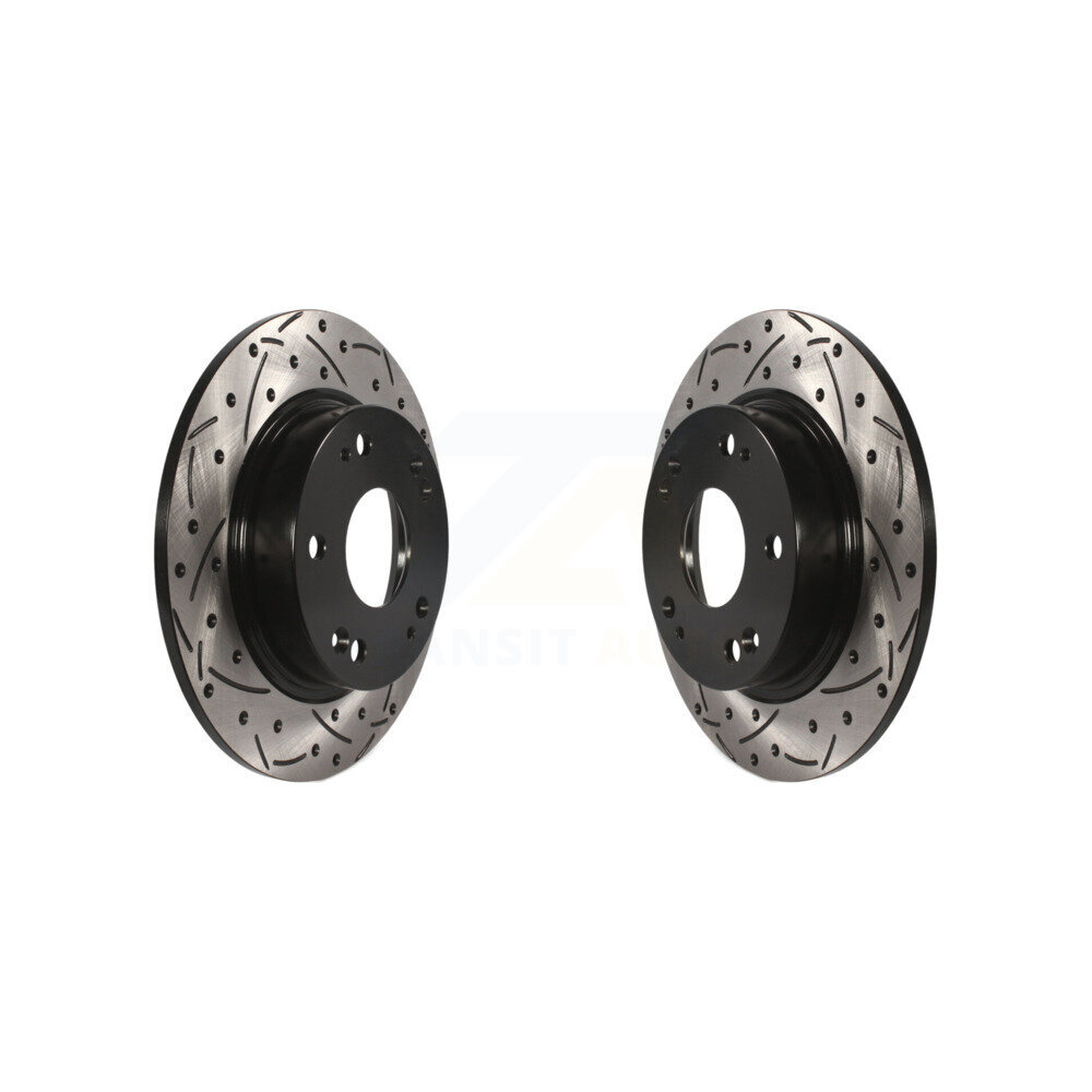 Rear Coated Drilled Slotted Disc Brake Rotors Pair For Honda Civic Acura CSX ILX KD-100153