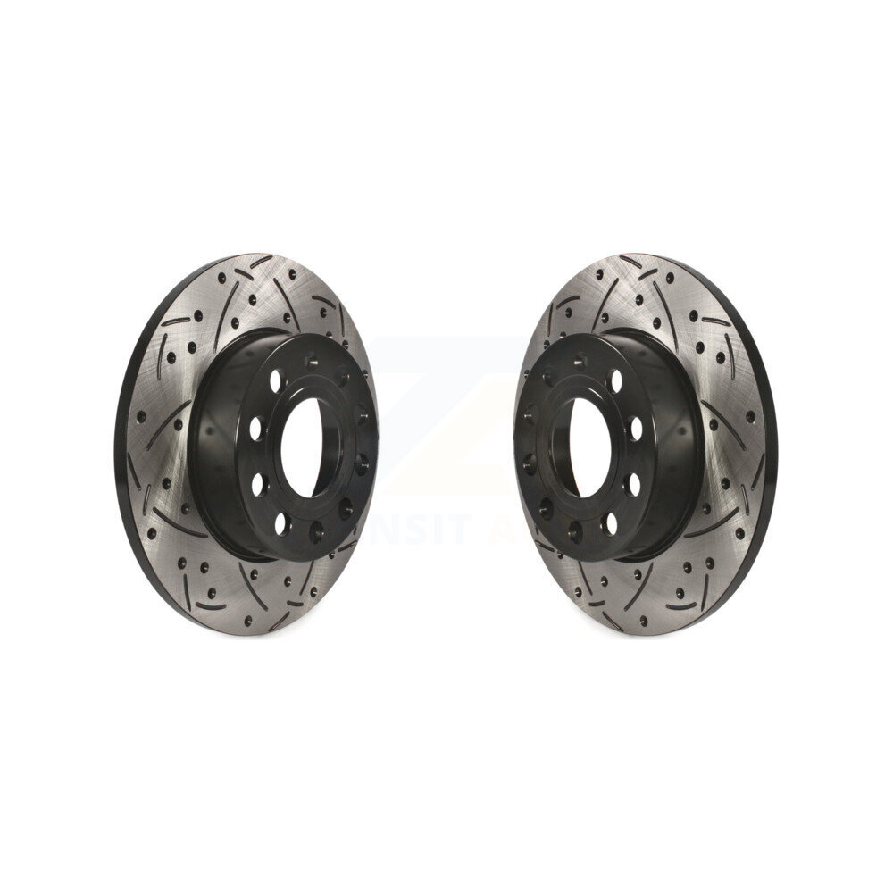 Rear Drilled Slot Disc Brake Rotors Pair For Volkswagen Jetta Rabbit Golf Audi A3 Quattro KD-100154