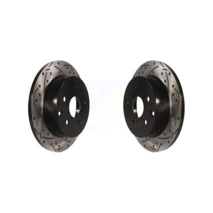 Rear Coated Drilled Slotted Disc Brake Rotors Pair For Toyota RAV4 Lexus HS250h KD-100156