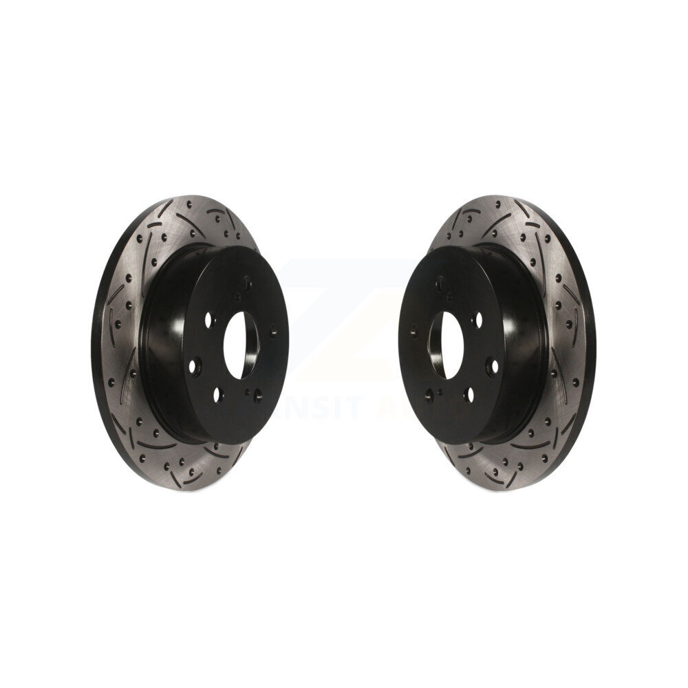 Rear Coated Drilled Slotted Disc Brake Rotors Pair For Toyota RAV4 Lexus HS250h KD-100156