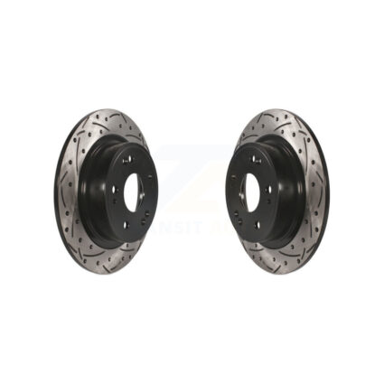 Rear Coated Drilled Slotted Disc Brake Rotors Pair For Honda Accord HR-V Acura ILX TSX KD-100159