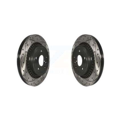 Rear Coated Drilled Slotted Disc Brake Rotors Pair For 2010-2017 Volvo XC60 KD-100173