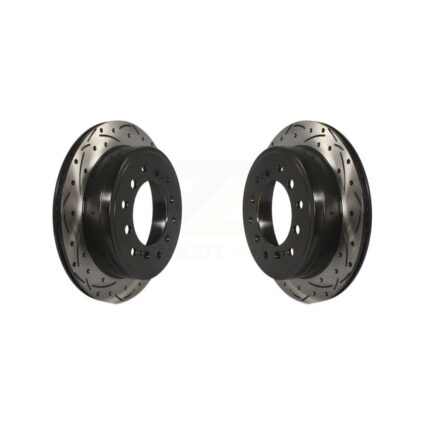 Rear Coated Drilled Slot Disc Brake Rotors Pair For Toyota 4Runner Lexus GX460 FJ Cruiser KD-100174