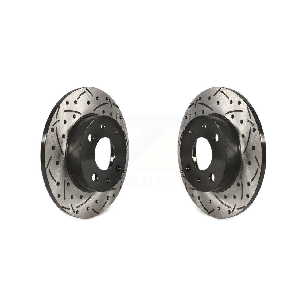 Rear Coated Drilled Slotted Disc Brake Rotors Pair For Fiat 500 KD-100182