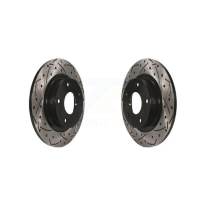 Rear Coated Drilled Slotted Disc Brake Rotors Pair For 2014-2021 Mazda 6 KD-100188