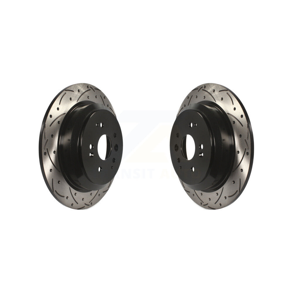 Rear Coated Drilled Slotted Disc Brake Rotors Pair For 2014-2016 Acura MDX KD-100190