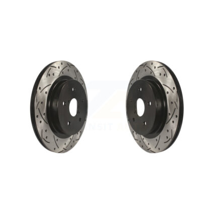 Rear Coated Drilled Slotted Disc Brake Rotors Pair For Subaru Outback WRX Legacy KD-100196