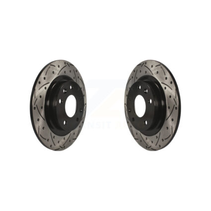 Rear Coated Drilled Slotted Disc Brake Rotors Pair For 2016-2018 Mazda CX-3 KD-100197