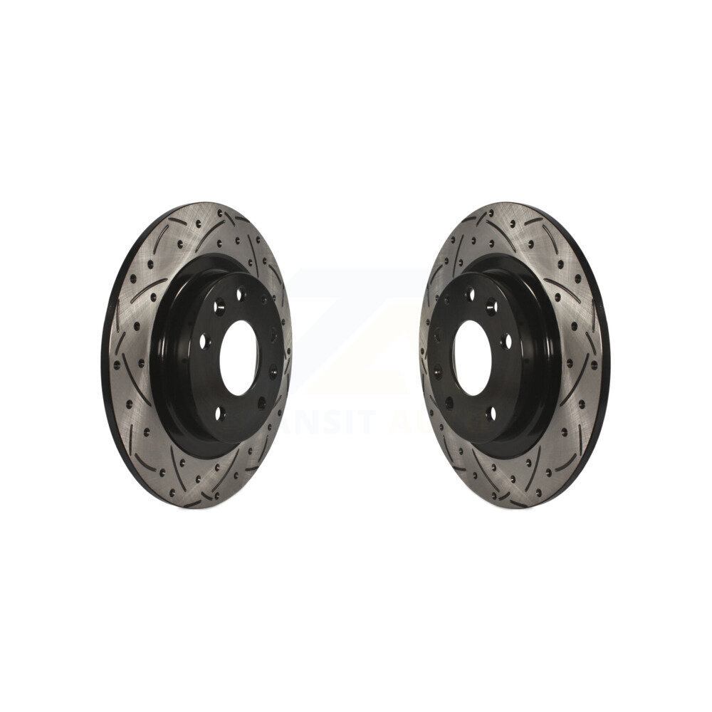 Rear Coated Drilled Slotted Disc Brake Rotors Pair For 2016-2018 Mazda CX-3 KD-100197