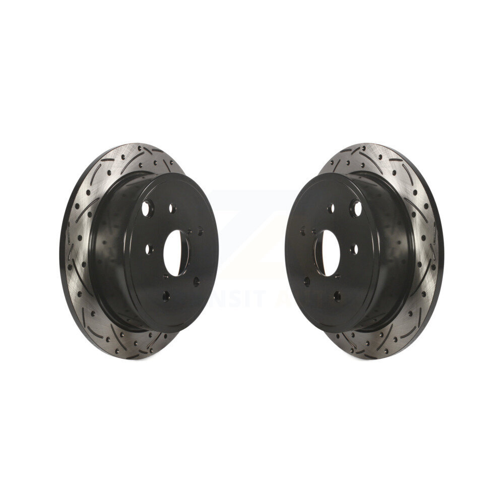 Rear Coated Drilled Slotted Disc Brake Rotors Pair For Subaru WRX KD-100198