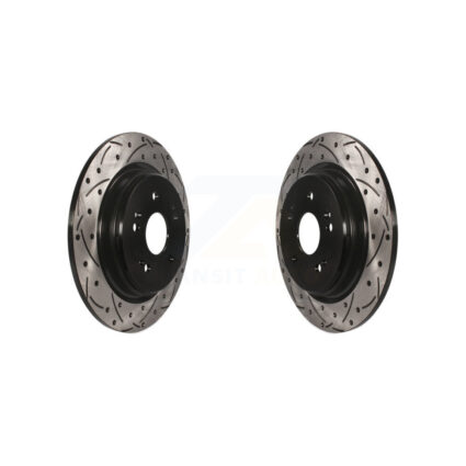 Rear Coated Drilled Slotted Disc Brake Rotors Pair For Honda CR-V Acura TLX KD-100199
