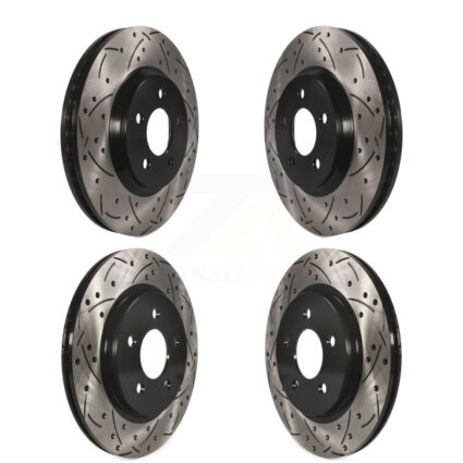 Front Rear Coated Drilled Slotted Disc Brake Rotors Kit For Ford Mustang KD-100218