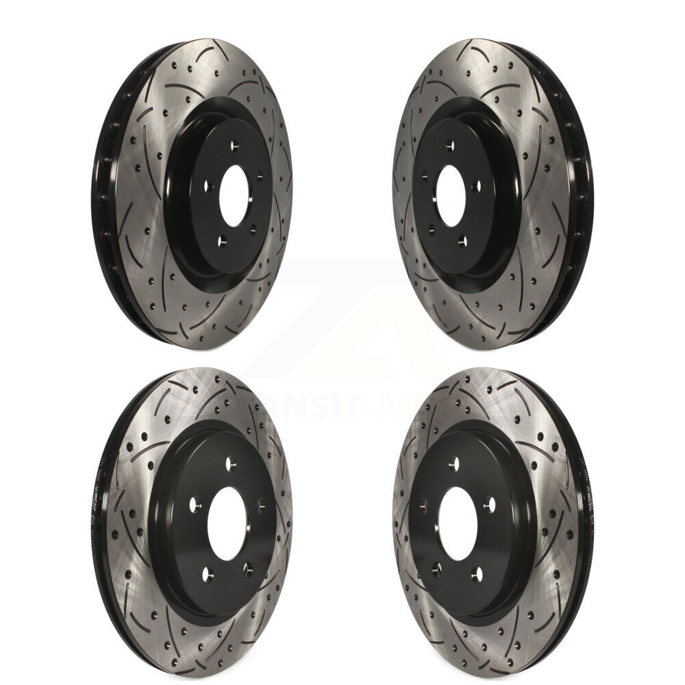 Front Rear Coated Drilled Slotted Disc Brake Rotors Kit For Ford Mustang KD-100219