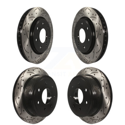 Front Rear Coat Drill Slot Disc Brake Rotor Kit For 2010-2011 Ford F-150 With 7 Lug Wheels KD-100226