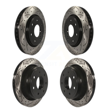 Front Rear Coat Drill Slot Disc Brake Rotor Kit For 2012-2014 Ford F-150 With 7 Lug Wheels KD-100227