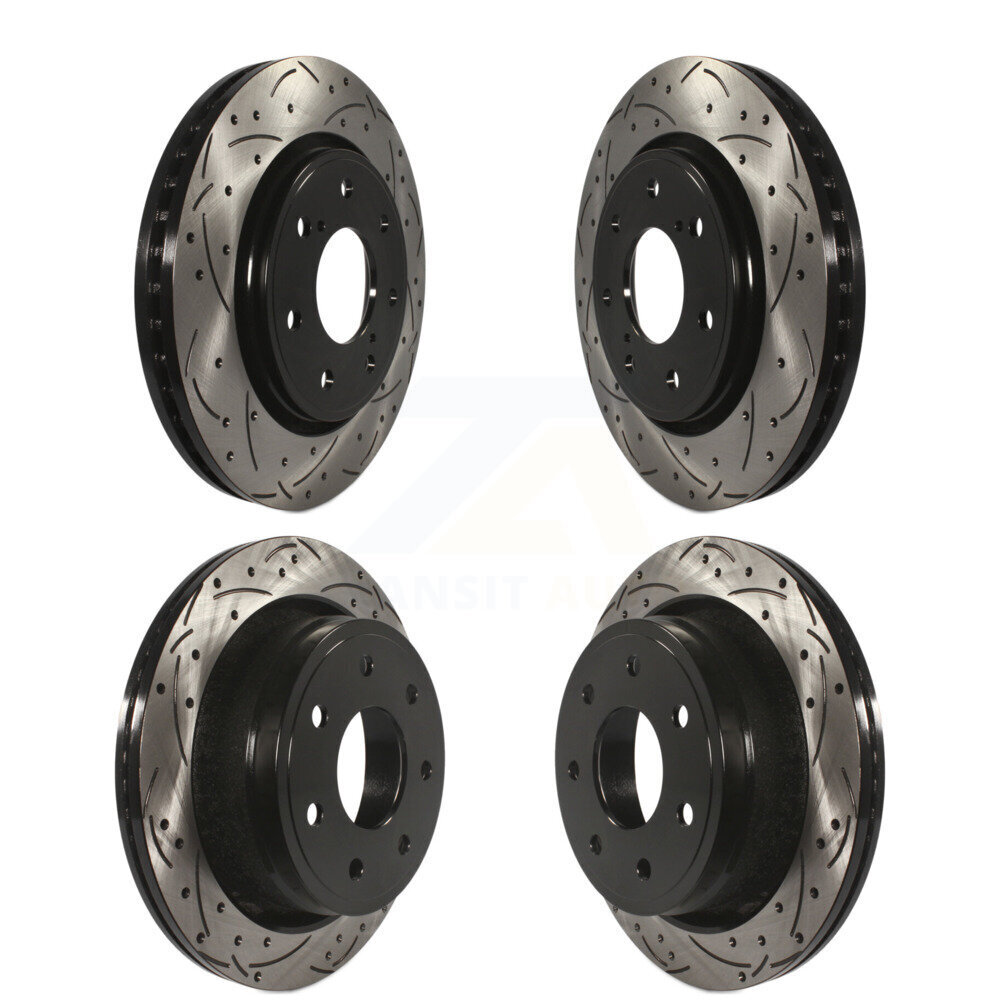 Front Rear Coat Drill Slot Disc Brake Rotor Kit For 2012-2014 Ford F-150 With 7 Lug Wheels KD-100227