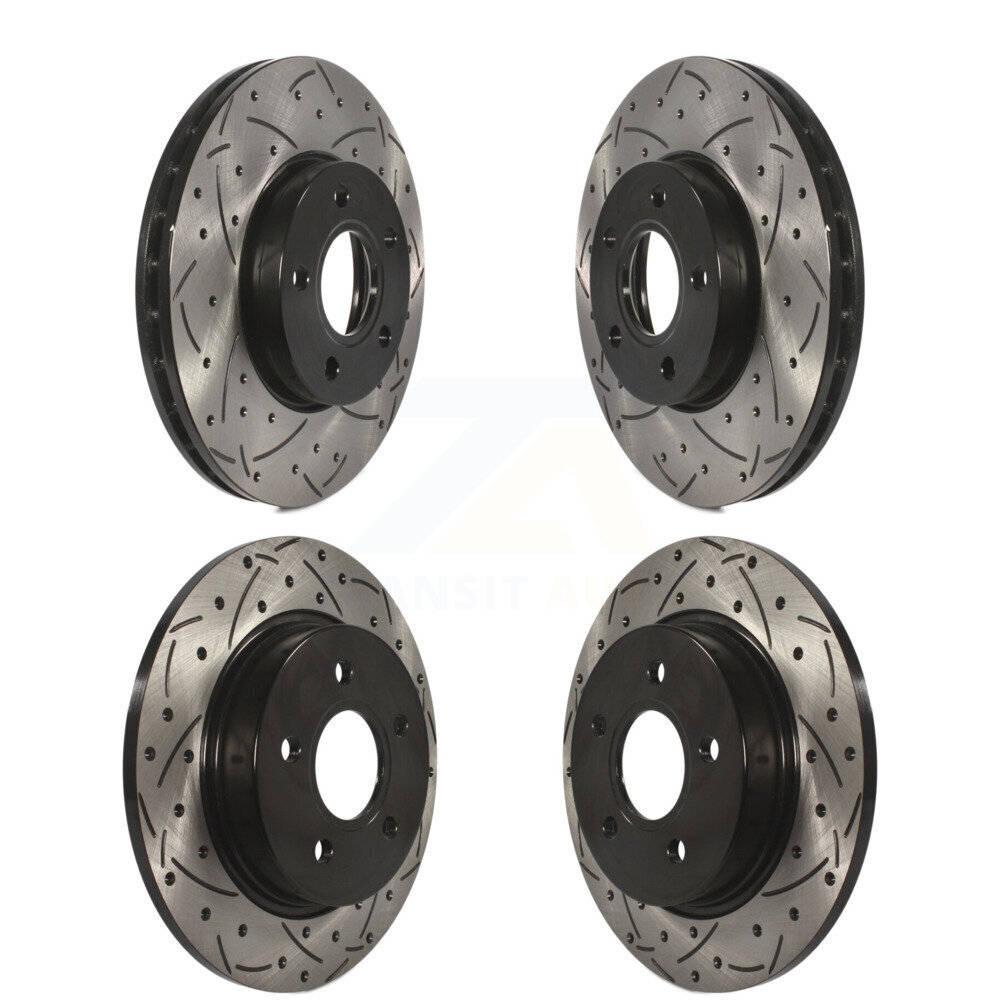 Front Rear Coated Drilled Slotted Disc Brake Rotors Kit For Ford Focus KD-100229