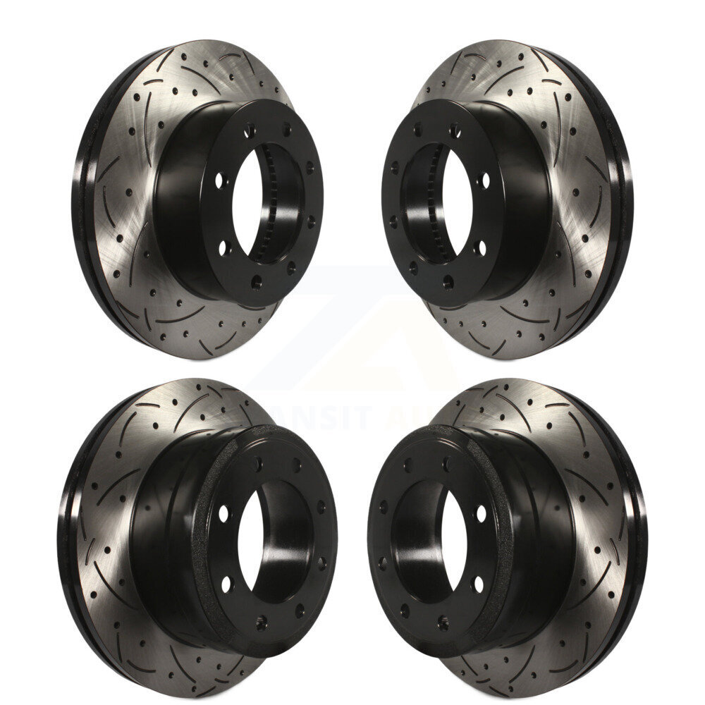 Front Rear Coated Drilled Slotted Disc Brake Rotor Kit For Ford F-250 Super Duty F-350 4WD KD-100236