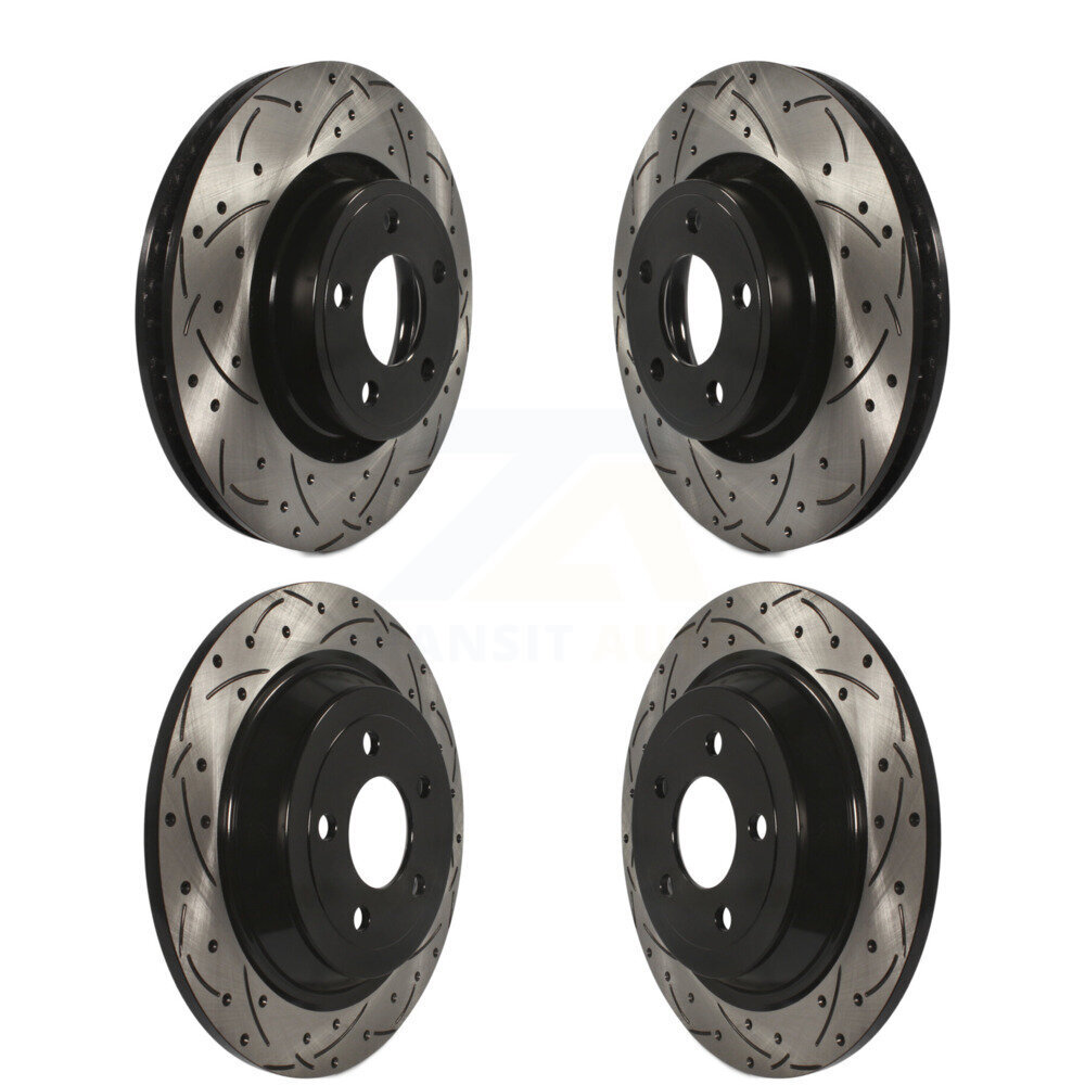 Front Rear Coated Drill Slot Disc Brake Rotors Kit For 2015-2017 Ford Mustang V6 with 3.7L KD-100237