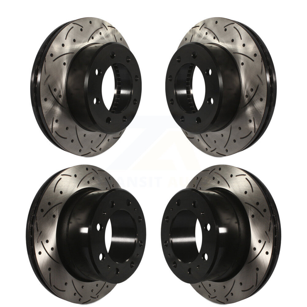 Front Rear Coated Drilled Slotted Disc Brake Rotors Kit For Ram 2500 3500 1500 Dodge KD-100254