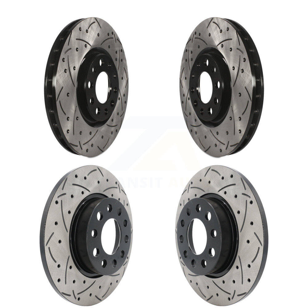 Front Rear Coated Drilled Slotted Disc Brake Rotor Kit For Jeep Compass Renegade Fiat 500X KD-100260