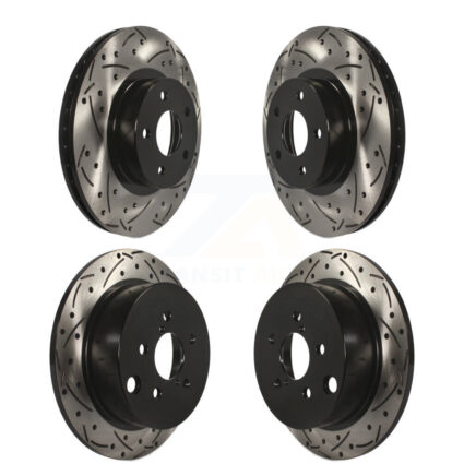 Front Rear Coated Drilled Slotted Disc Brake Rotors Kit For Subaru Impreza KD-100264