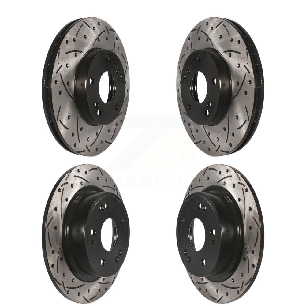 Front Rear Coated Drilled Slotted Disc Brake Rotors Kit For Honda Accord KD-100266