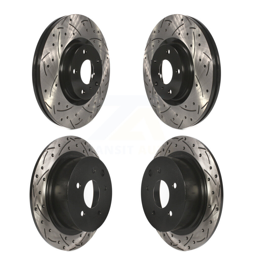 Front Rear Coated Drilled Slotted Disc Brake Rotors Kit For Nissan Altima Maxima KD-100267