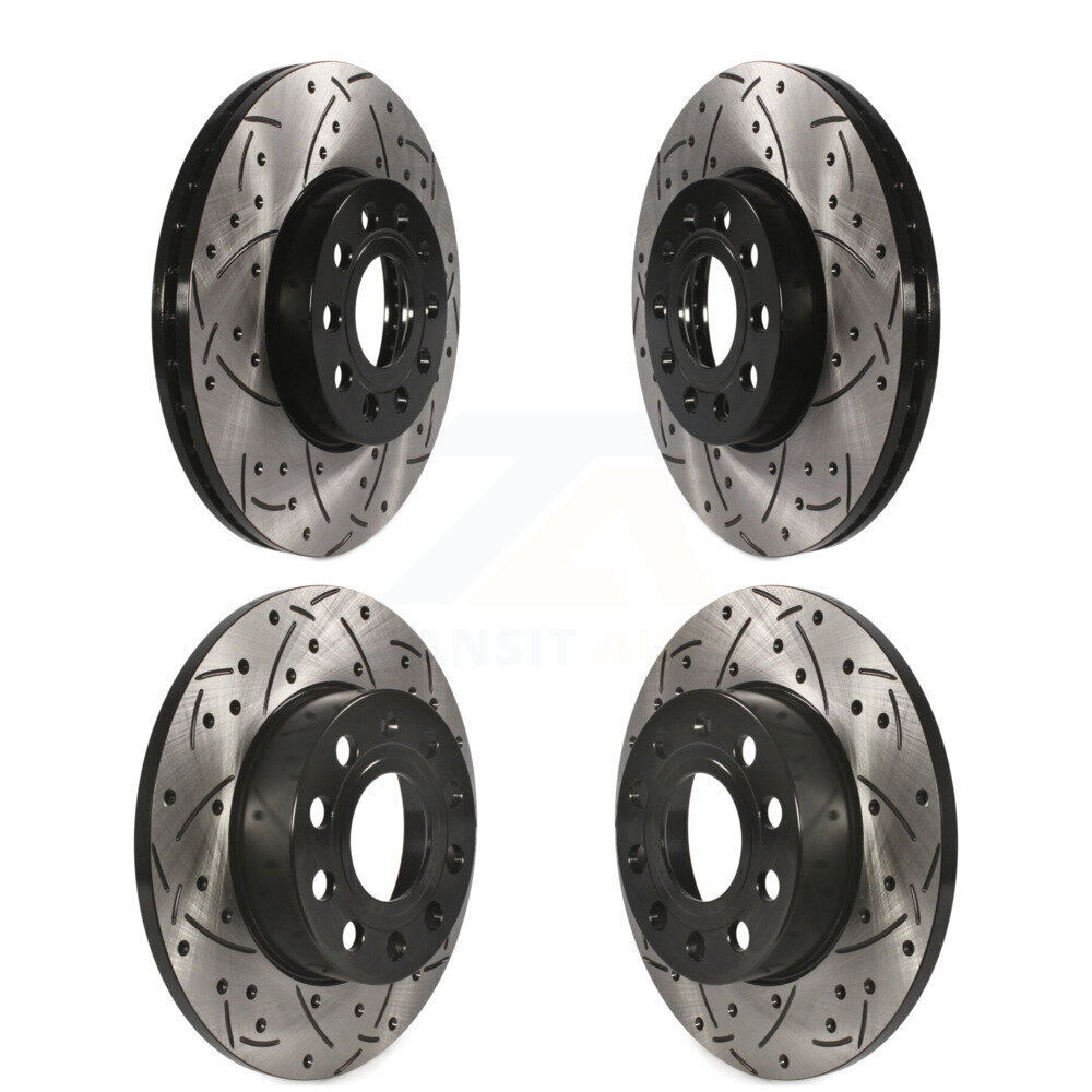 Front Rear Coated Drilled Slotted Disc Brake Rotors Kit For 2006-2009 Volkswagen Rabbit KD-100283